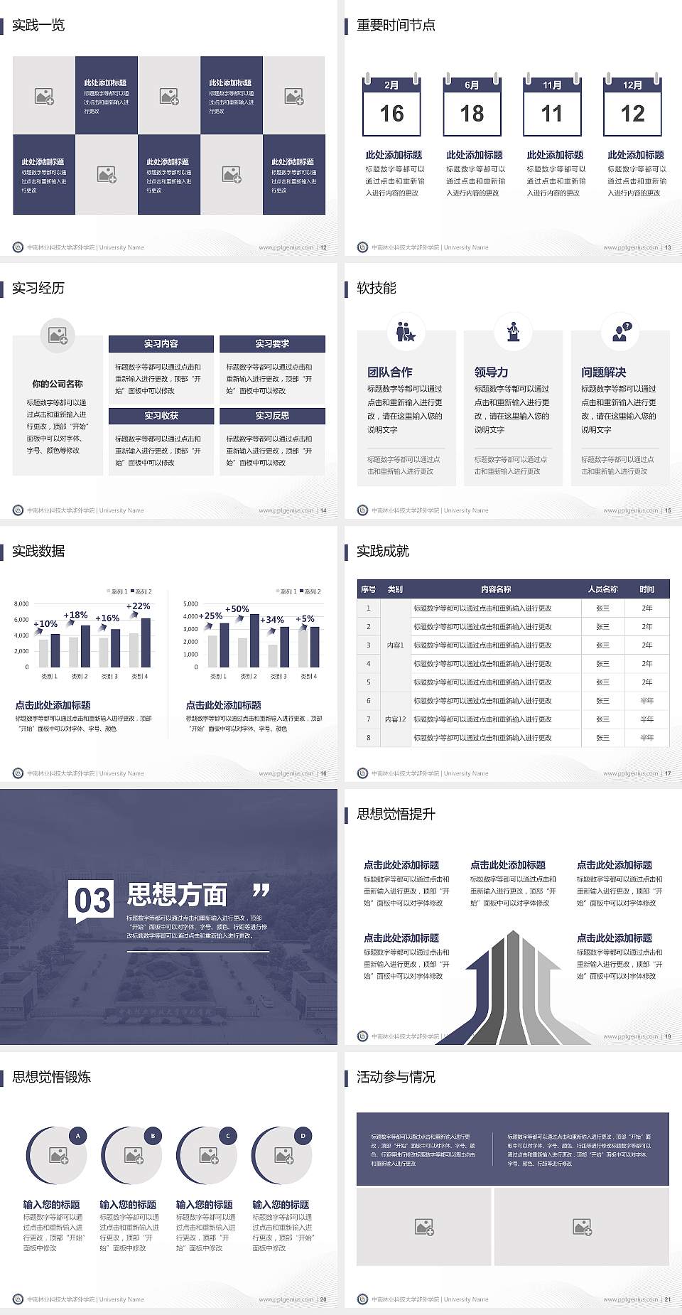 中南林业科技大学涉外学院专用国家奖学金答辩PPT模板4:3格式幻灯片预览图3