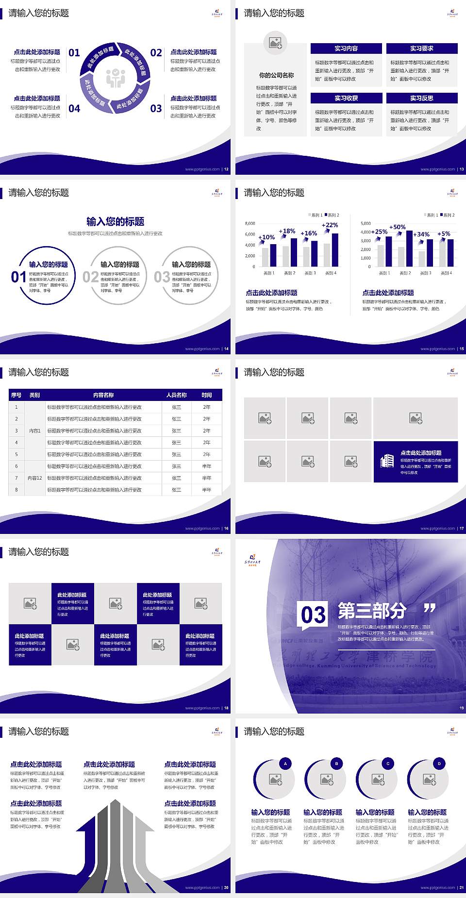 昆明理工大学津桥学院专题讲座/学术交流会PPT模板下载4:3格式幻灯片预览图3