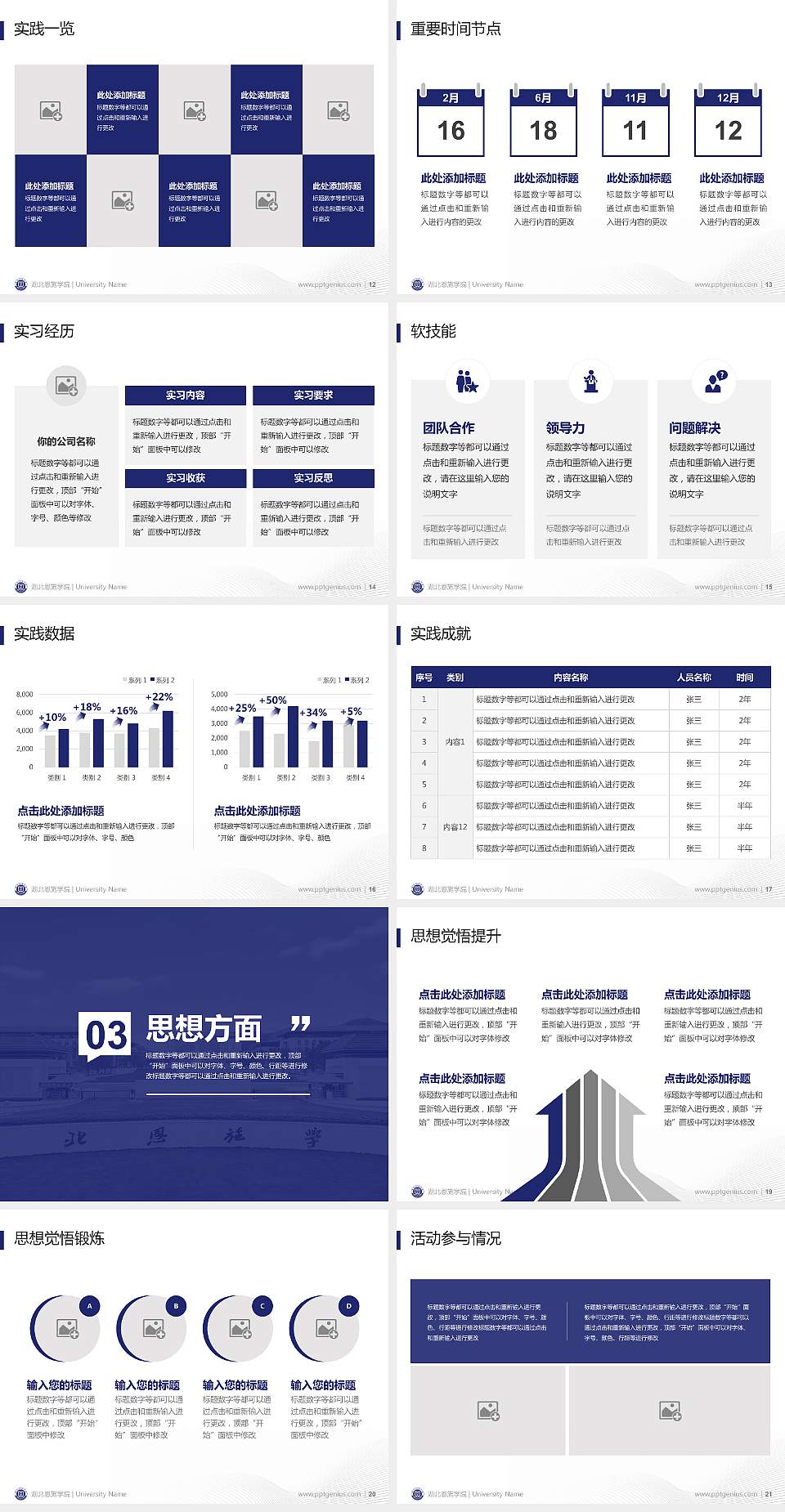 湖北恩施学院专用国家奖学金答辩PPT模板4:3格式幻灯片预览图3