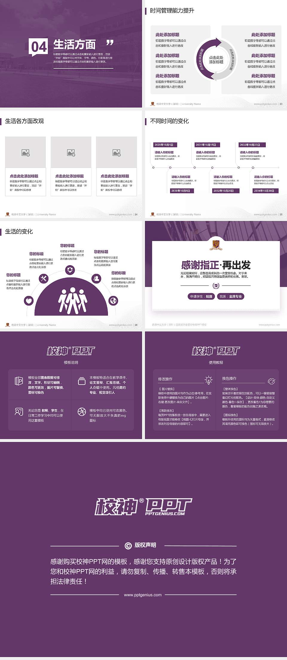 香港中文大学（深圳）专用国家奖学金答辩PPT模板4:3格式幻灯片预览图4