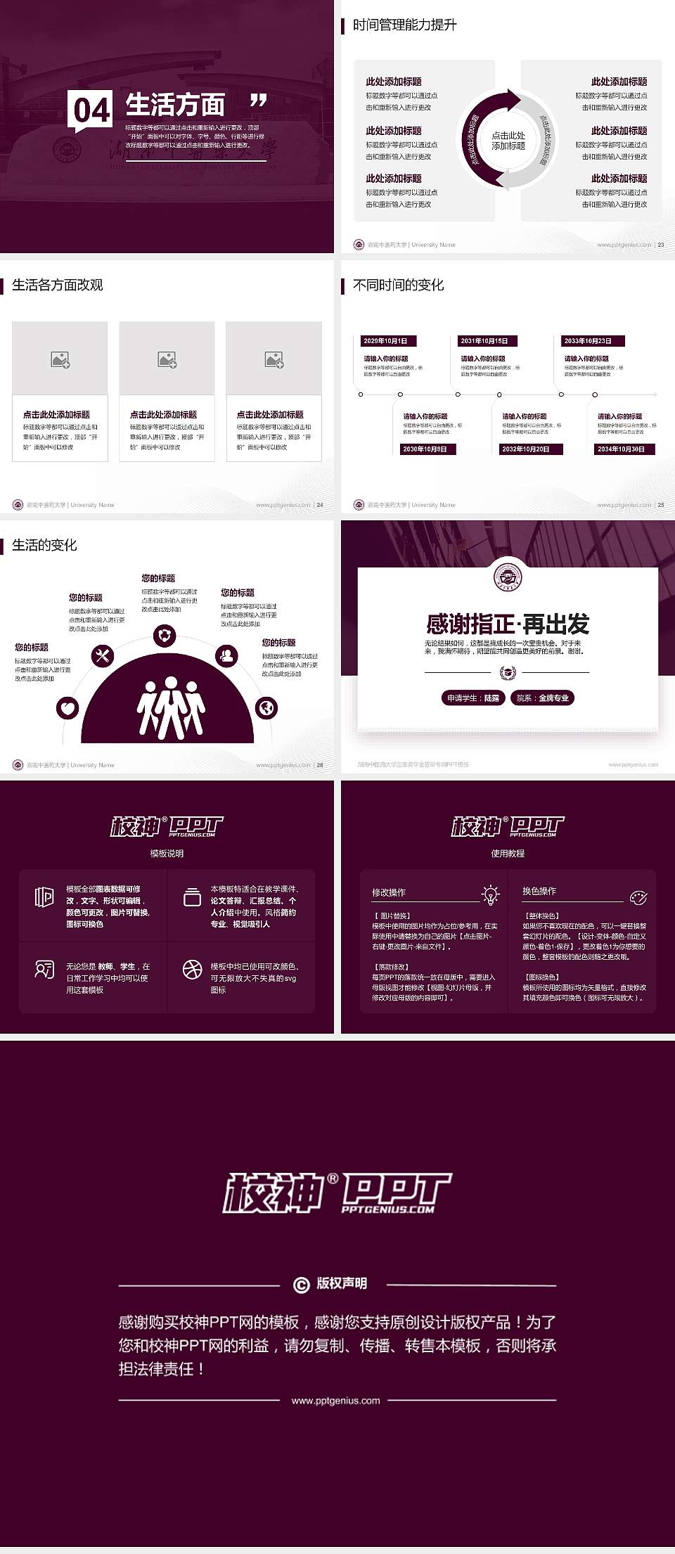 湖南中医药大学专用国家奖学金答辩PPT模板4:3格式幻灯片预览图4