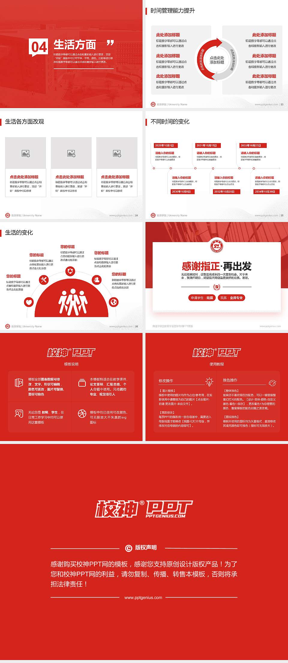 商洛学院专用国家奖学金答辩PPT模板4:3格式幻灯片预览图4