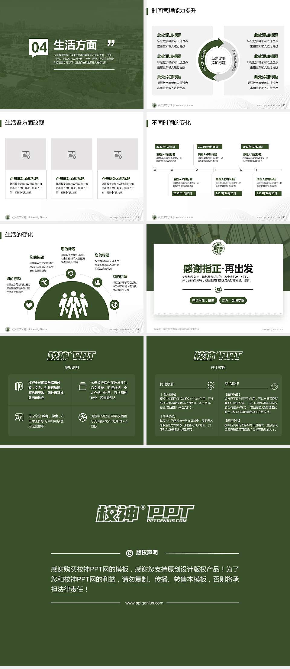 武汉城市学院专用国家奖学金答辩PPT模板4:3格式幻灯片预览图4