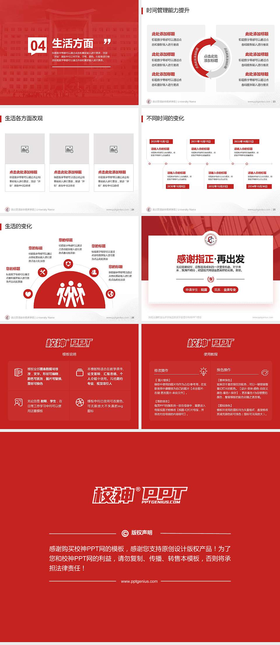 湖北交通职业技术学院专用国家奖学金答辩PPT模板4:3格式幻灯片预览图4