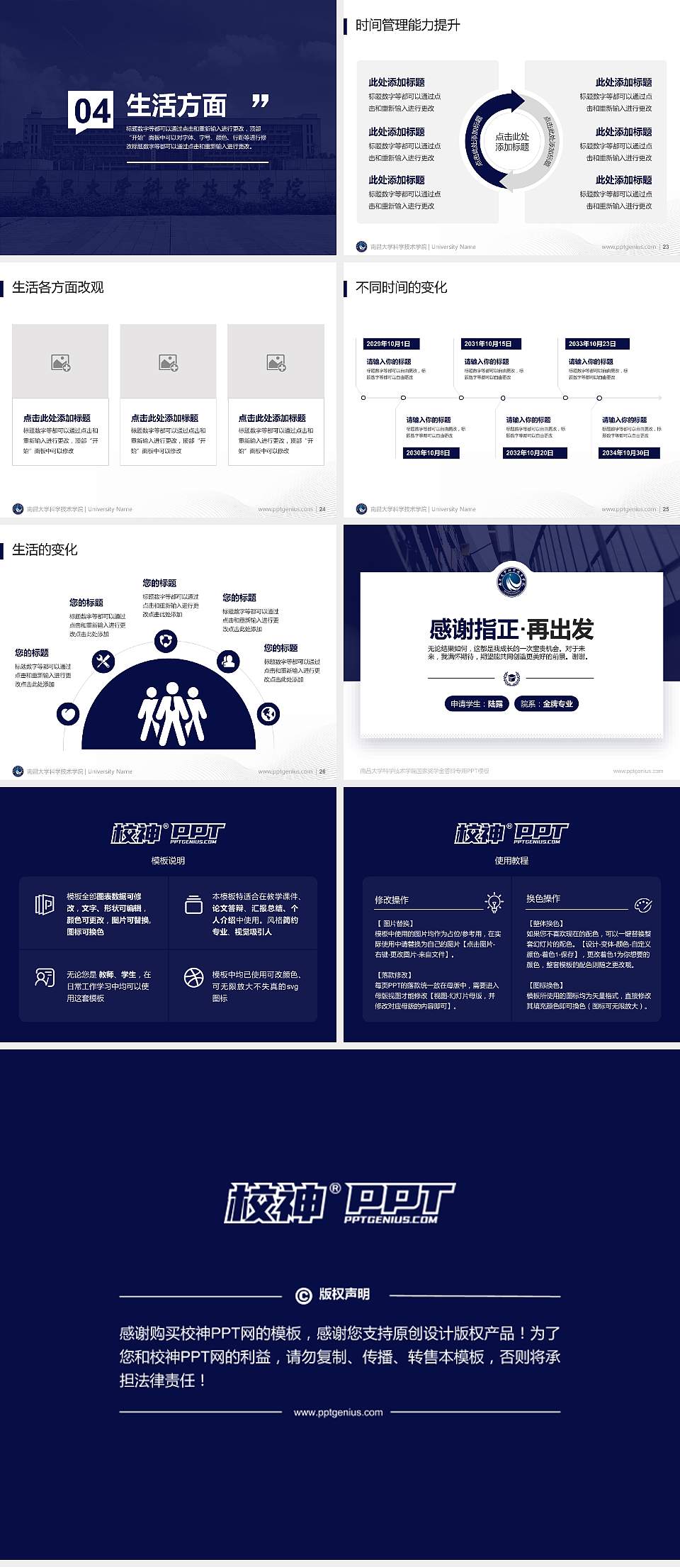 南昌大学科学技术学院专用国家奖学金答辩PPT模板4:3格式幻灯片预览图4