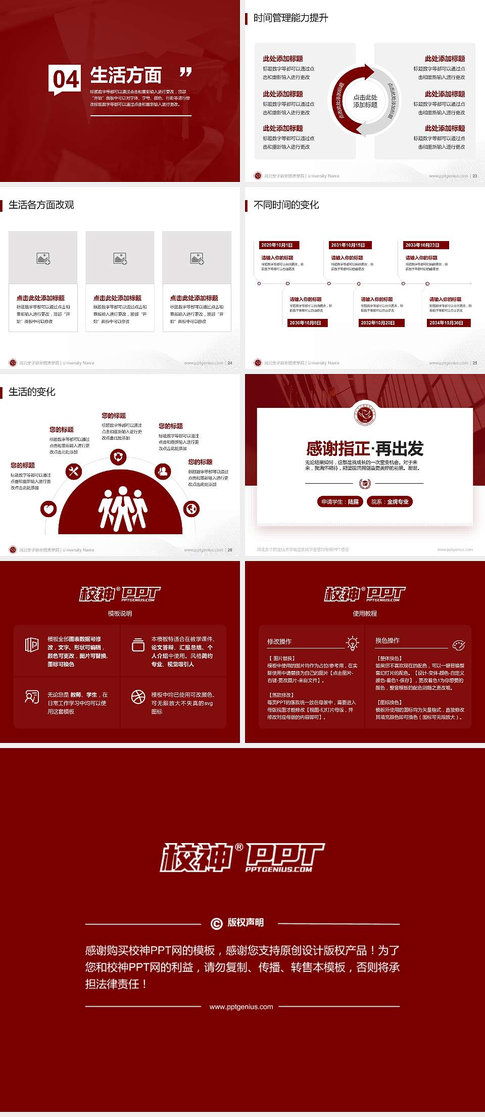 河北女子职业技术学院专用国家奖学金答辩PPT模板4:3格式幻灯片预览图4