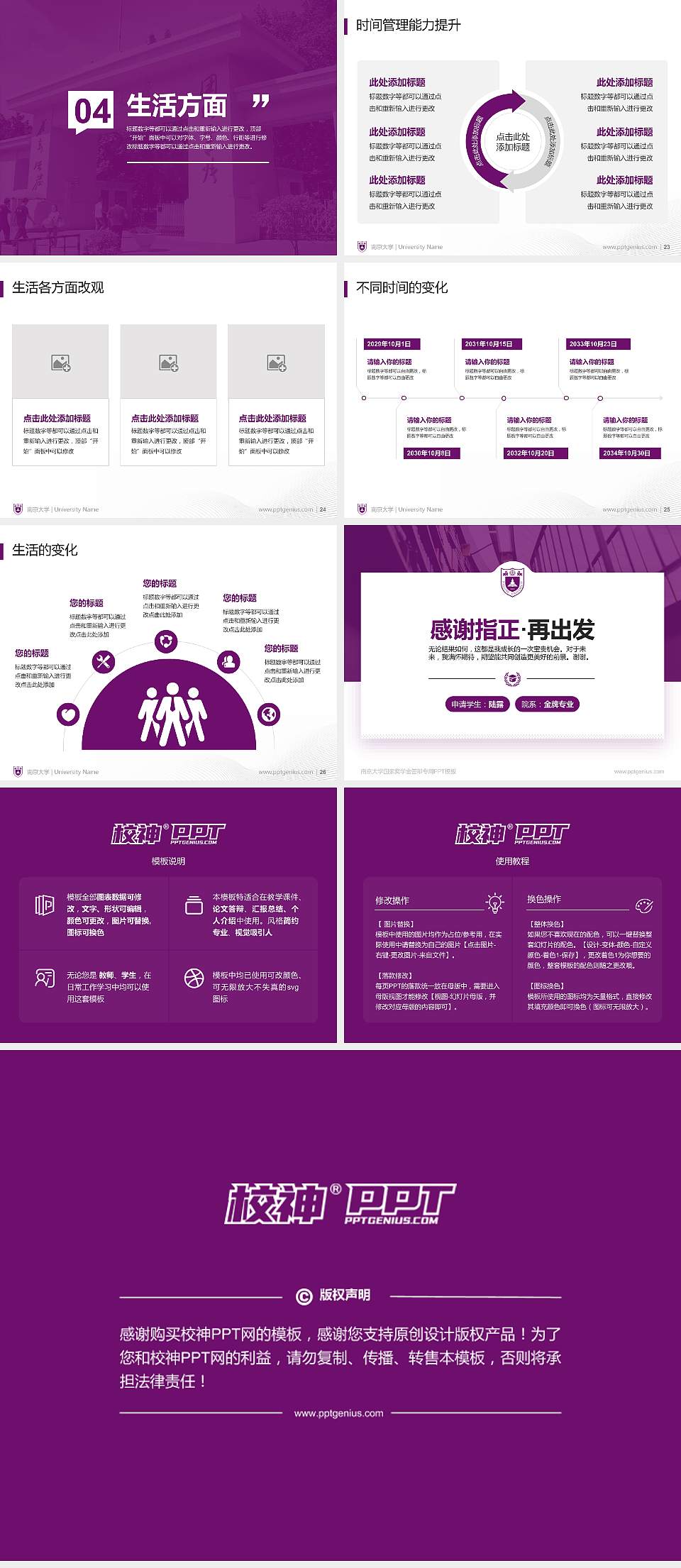 南京大学专用国家奖学金答辩PPT模板4:3格式幻灯片预览图4