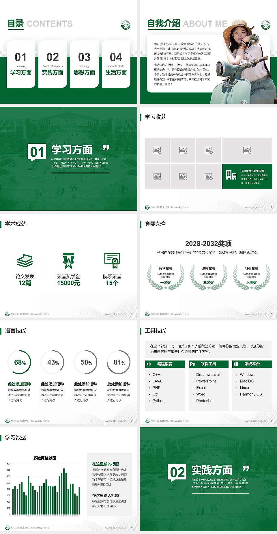 榆林职业技术学院专用国家奖学金答辩PPT模板4:3格式幻灯片预览图2