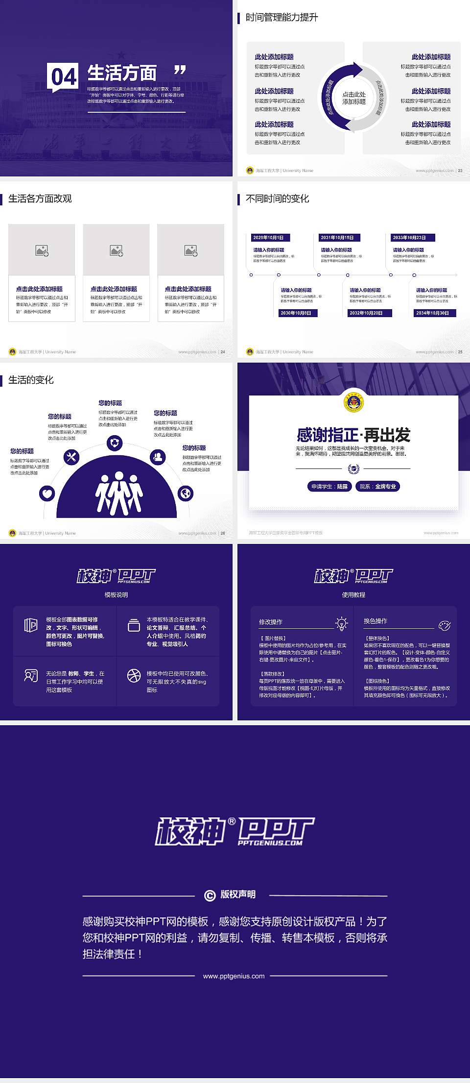 海军工程大学专用国家奖学金答辩PPT模板4:3格式幻灯片预览图4