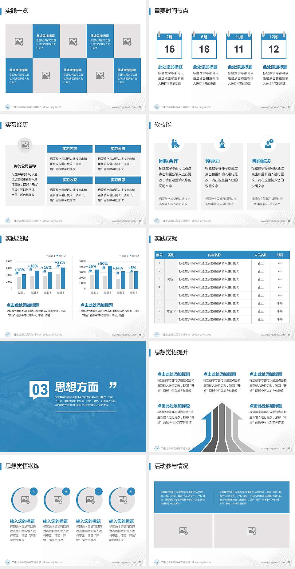 广州幼儿师范高等专科学校专用国家奖学金答辩PPT模板4:3格式幻灯片预览图3