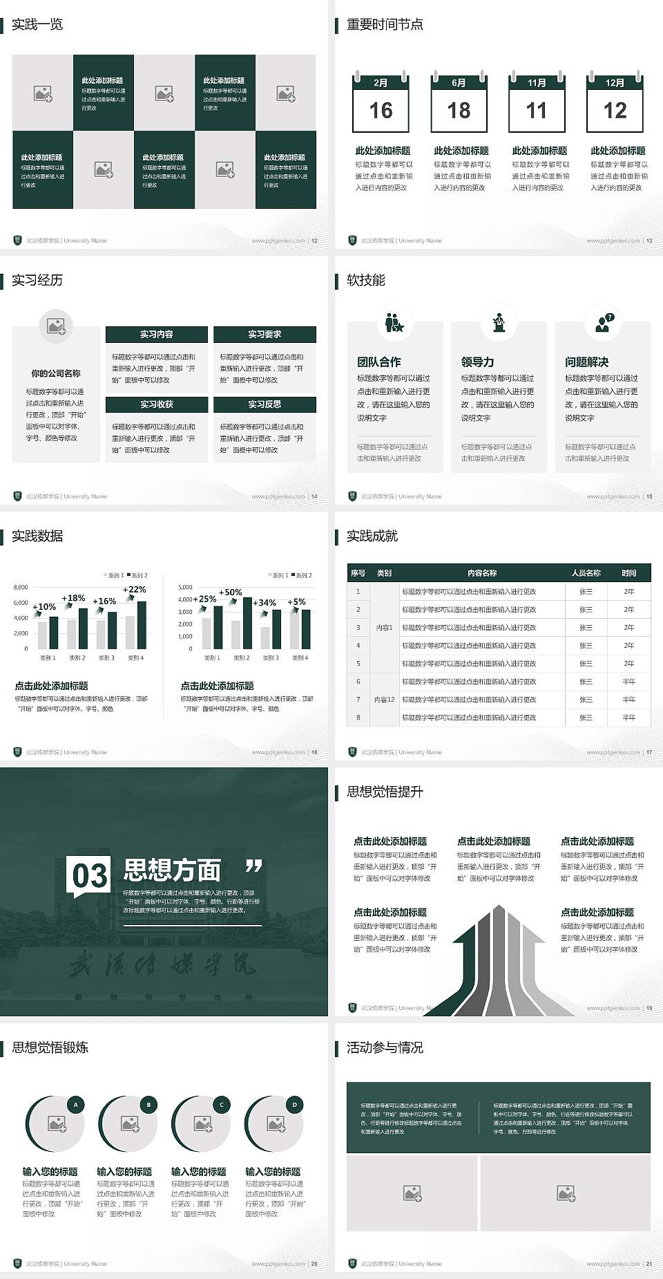 武汉传媒学院专用国家奖学金答辩PPT模板4:3格式幻灯片预览图3