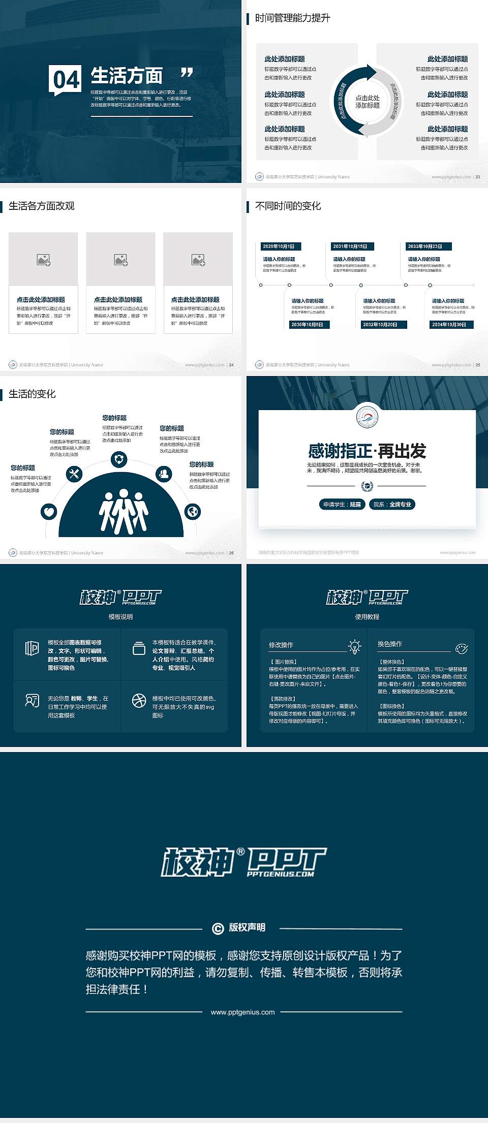湖南农业大学东方科技学院专用国家奖学金答辩PPT模板4:3格式幻灯片预览图4