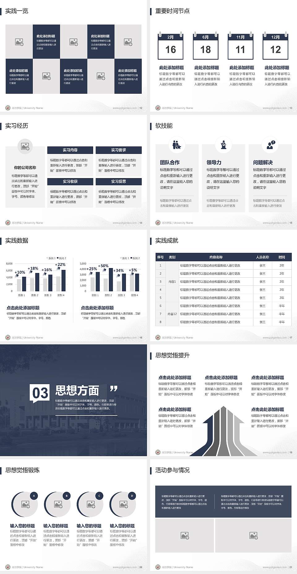 河池学院专用国家奖学金答辩PPT模板4:3格式幻灯片预览图3