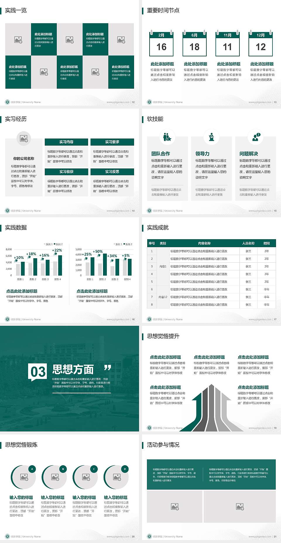 信阳学院专用国家奖学金答辩PPT模板4:3格式幻灯片预览图3