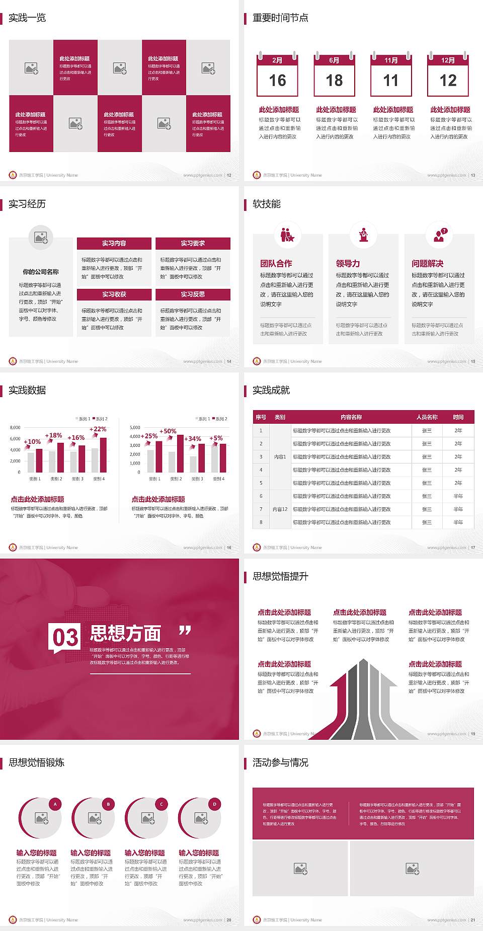 燕京理工学院专用国家奖学金答辩PPT模板4:3格式幻灯片预览图3