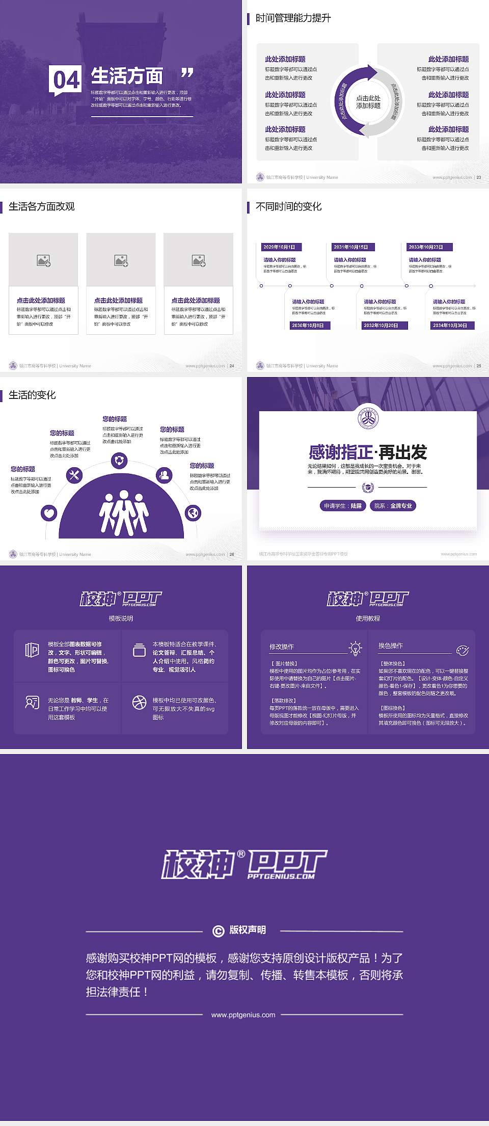 镇江市高等专科学校专用国家奖学金答辩PPT模板4:3格式幻灯片预览图4