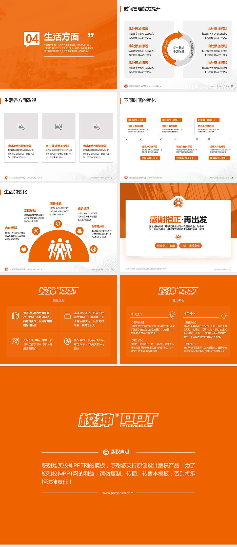 武汉民政职业学院专用国家奖学金答辩PPT模板4:3格式幻灯片预览图4