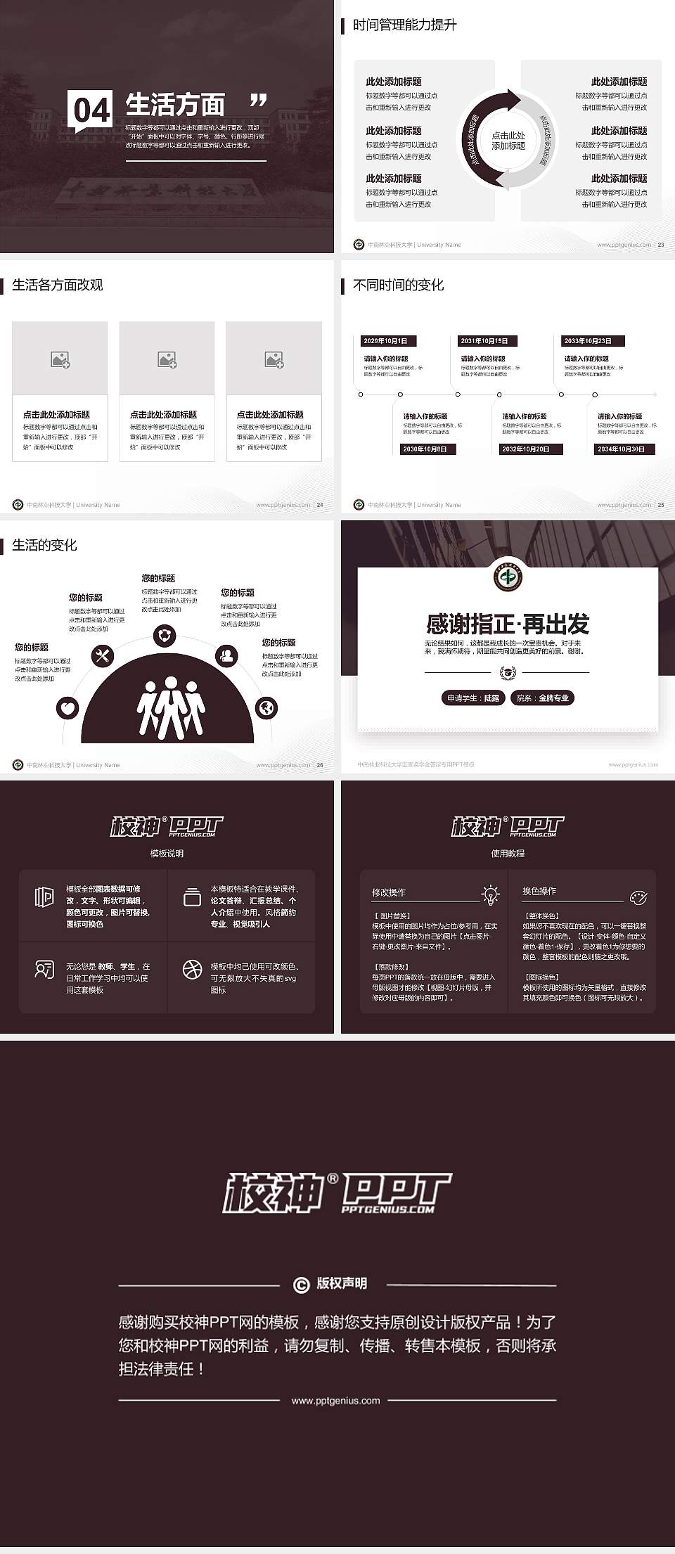 中南林业科技大学专用国家奖学金答辩PPT模板4:3格式幻灯片预览图4