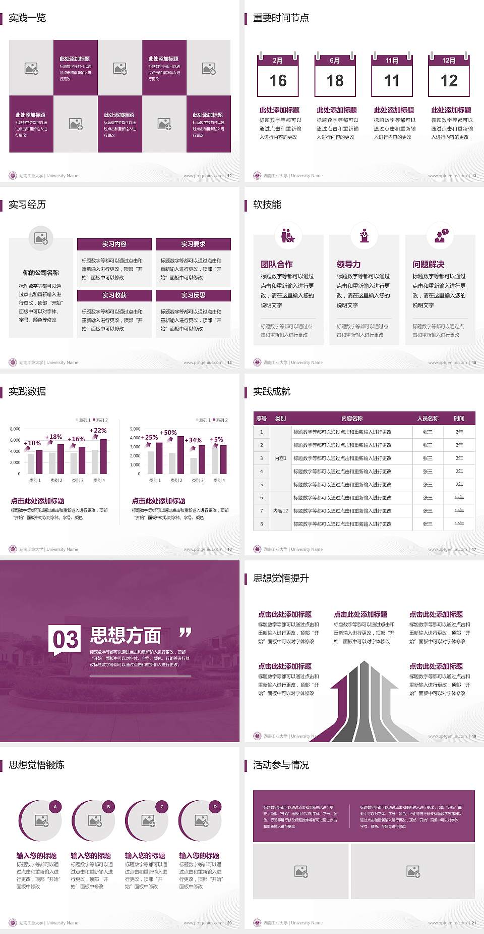 湖南工业大学专用国家奖学金答辩PPT模板4:3格式幻灯片预览图3