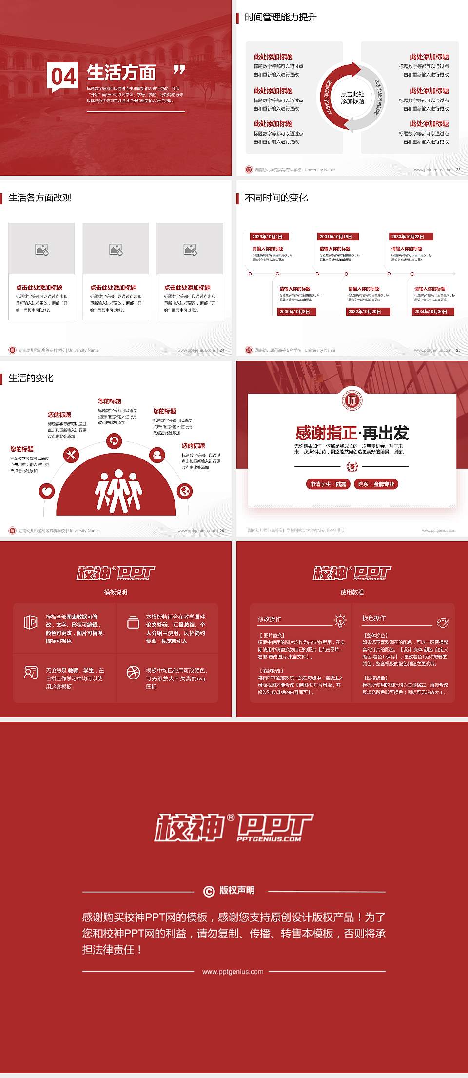 湖南幼儿师范高等专科学校专用国家奖学金答辩PPT模板4:3格式幻灯片预览图4