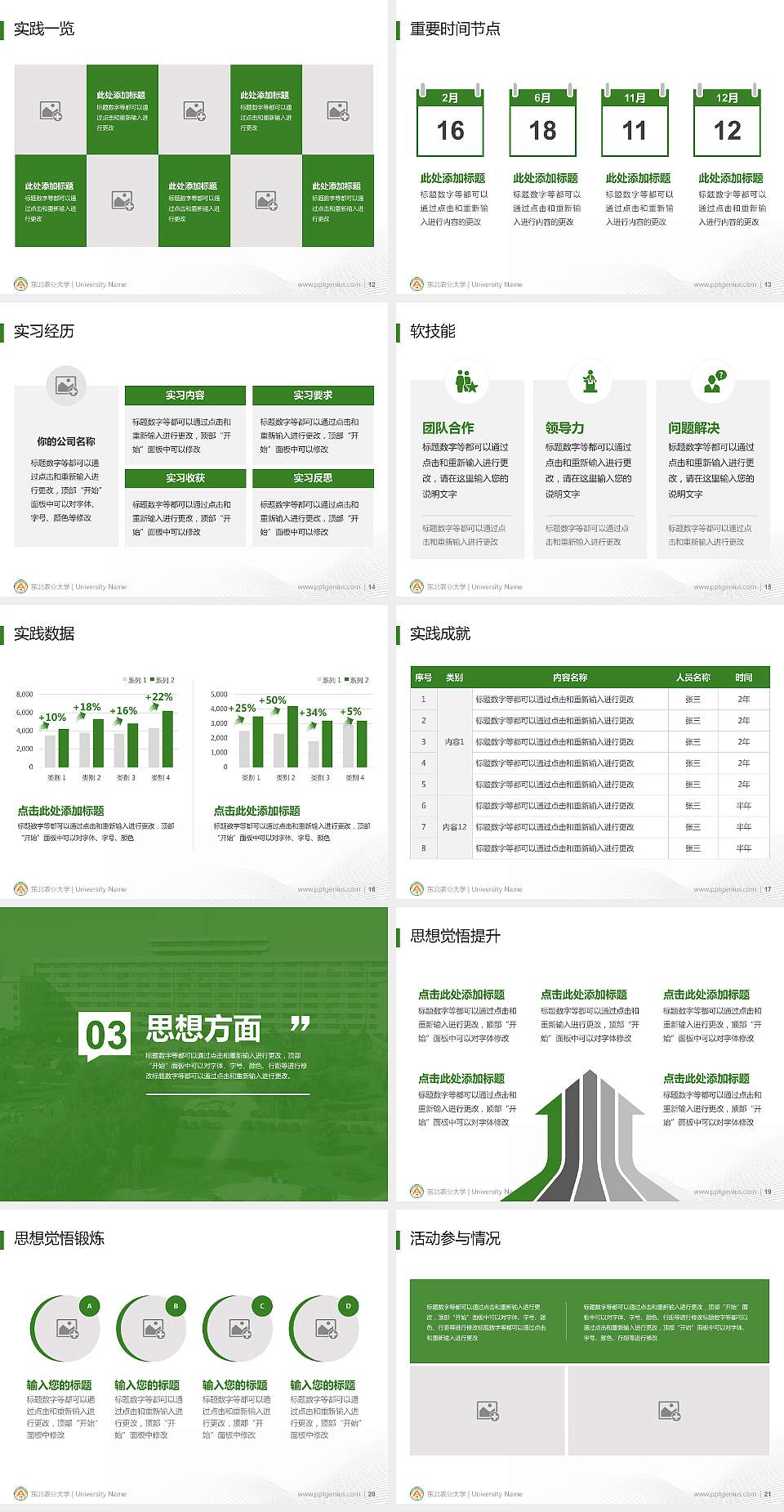 东北农业大学专用国家奖学金答辩PPT模板4:3格式幻灯片预览图3