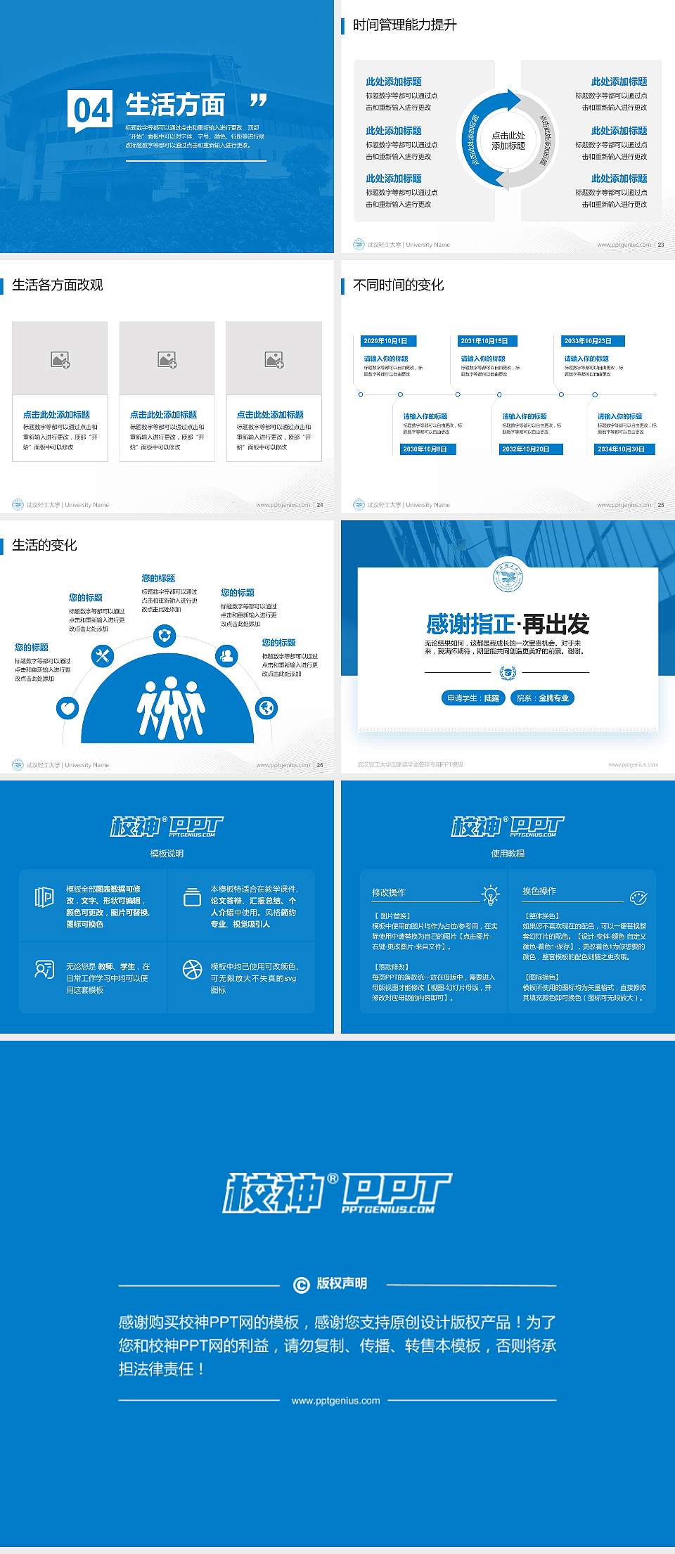 武汉轻工大学专用国家奖学金答辩PPT模板4:3格式幻灯片预览图4