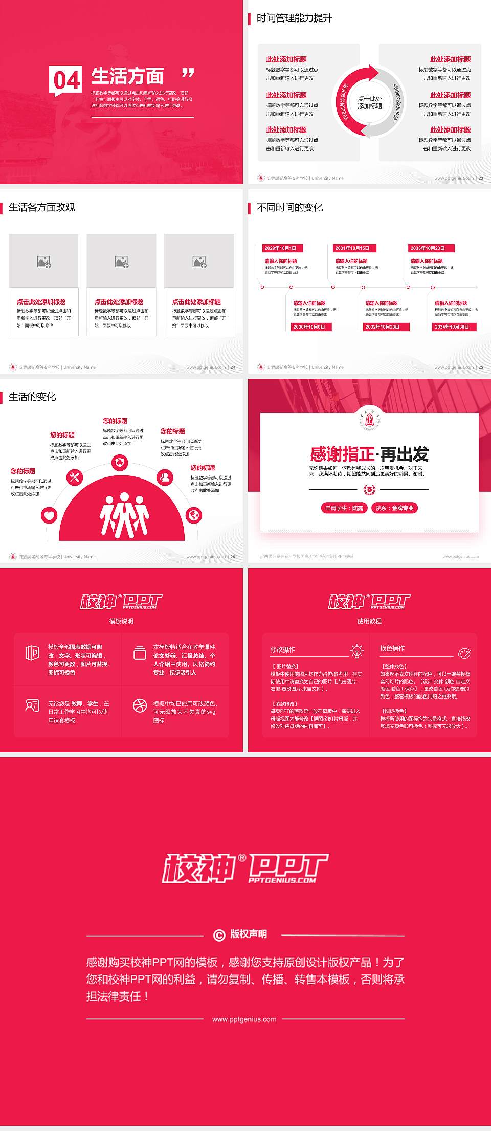 定西师范高等专科学校专用国家奖学金答辩PPT模板4:3格式幻灯片预览图4