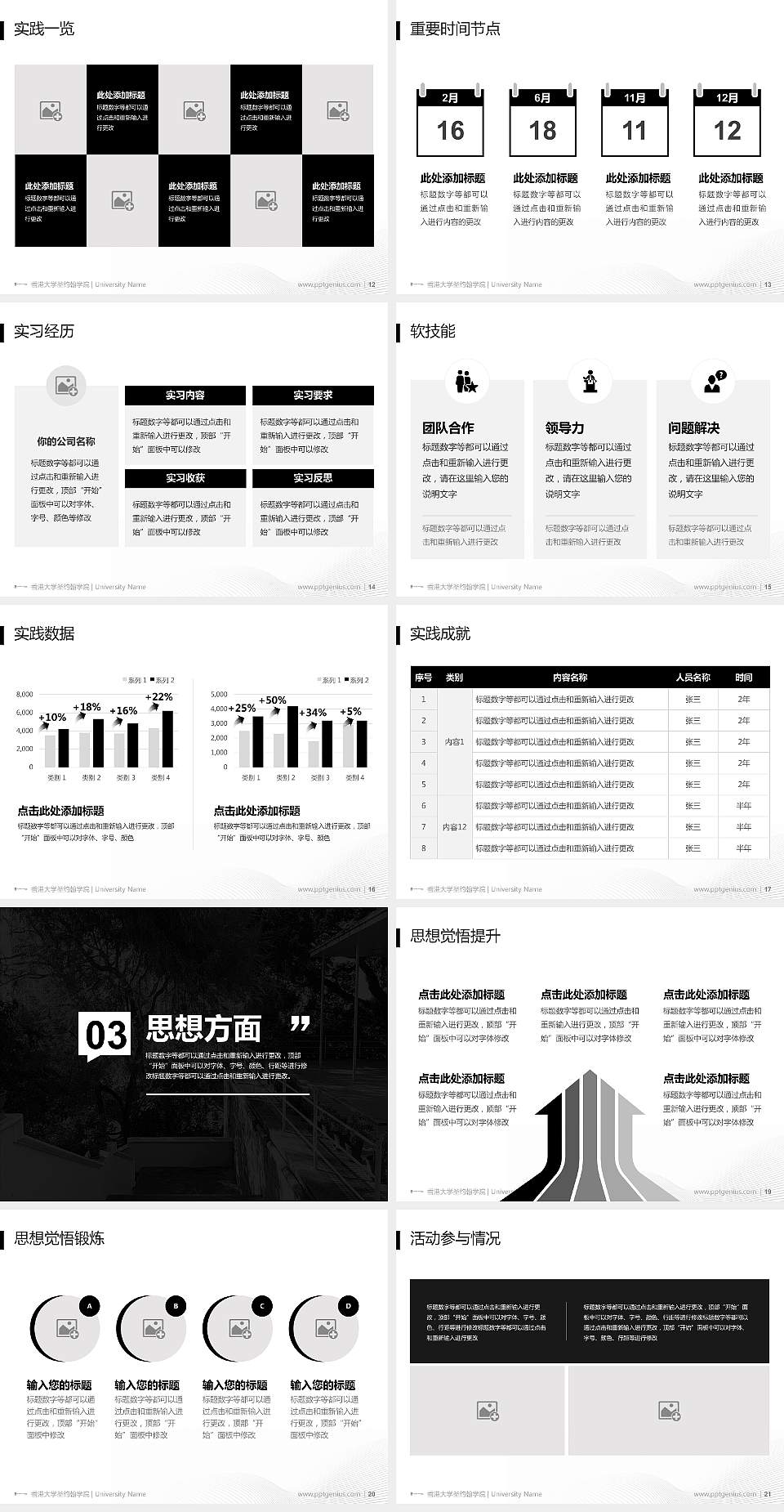 香港大学圣约翰学院专用国家奖学金答辩PPT模板4:3格式幻灯片预览图3