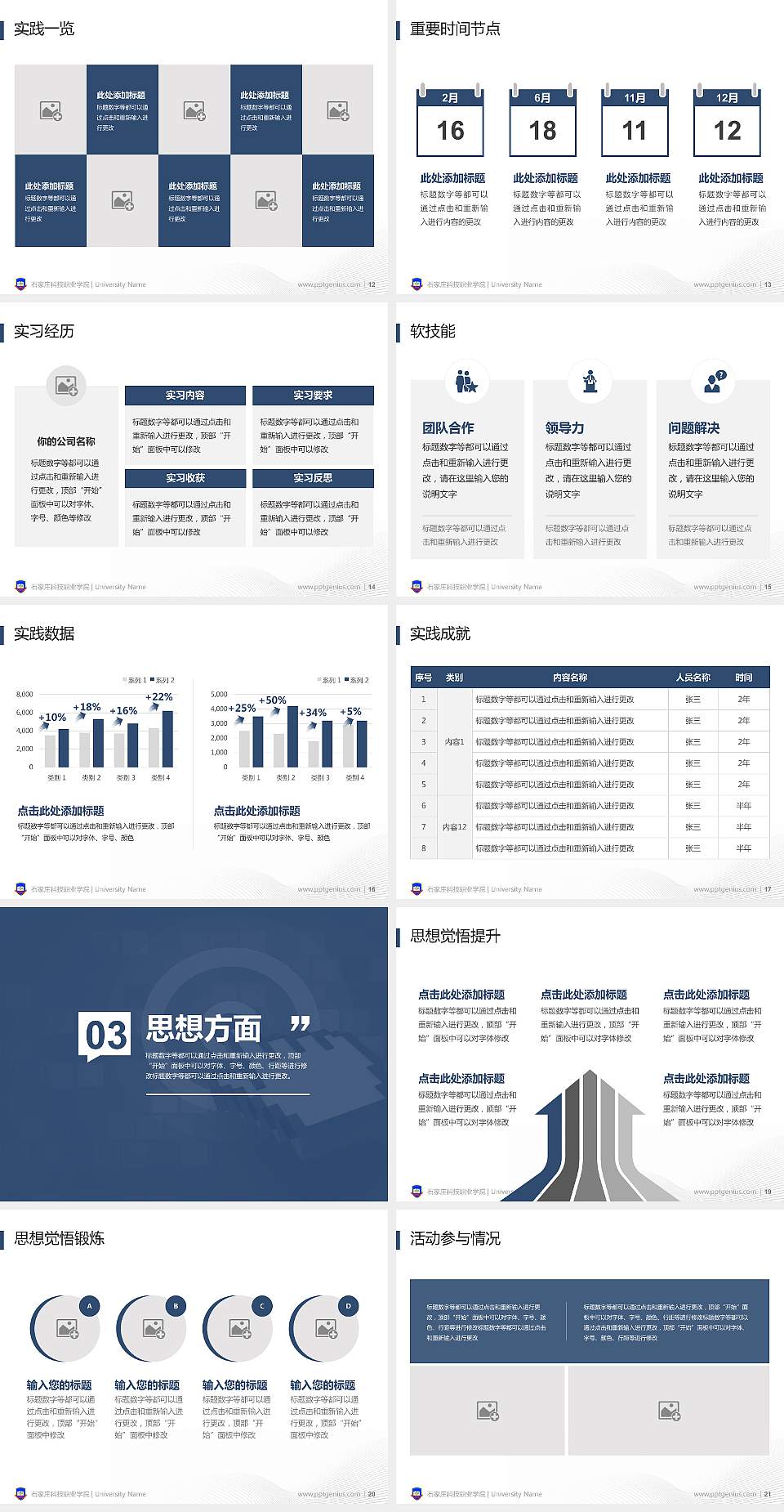 石家庄科技职业学院专用国家奖学金答辩PPT模板4:3格式幻灯片预览图3