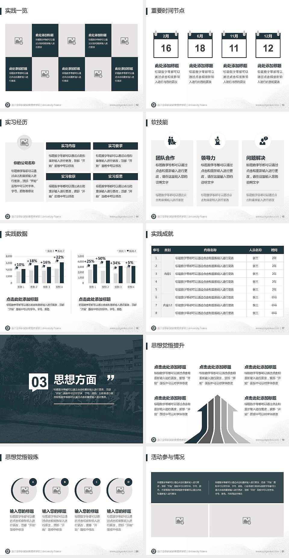 浙江金华科贸职业技术学院专用国家奖学金答辩PPT模板4:3格式幻灯片预览图3
