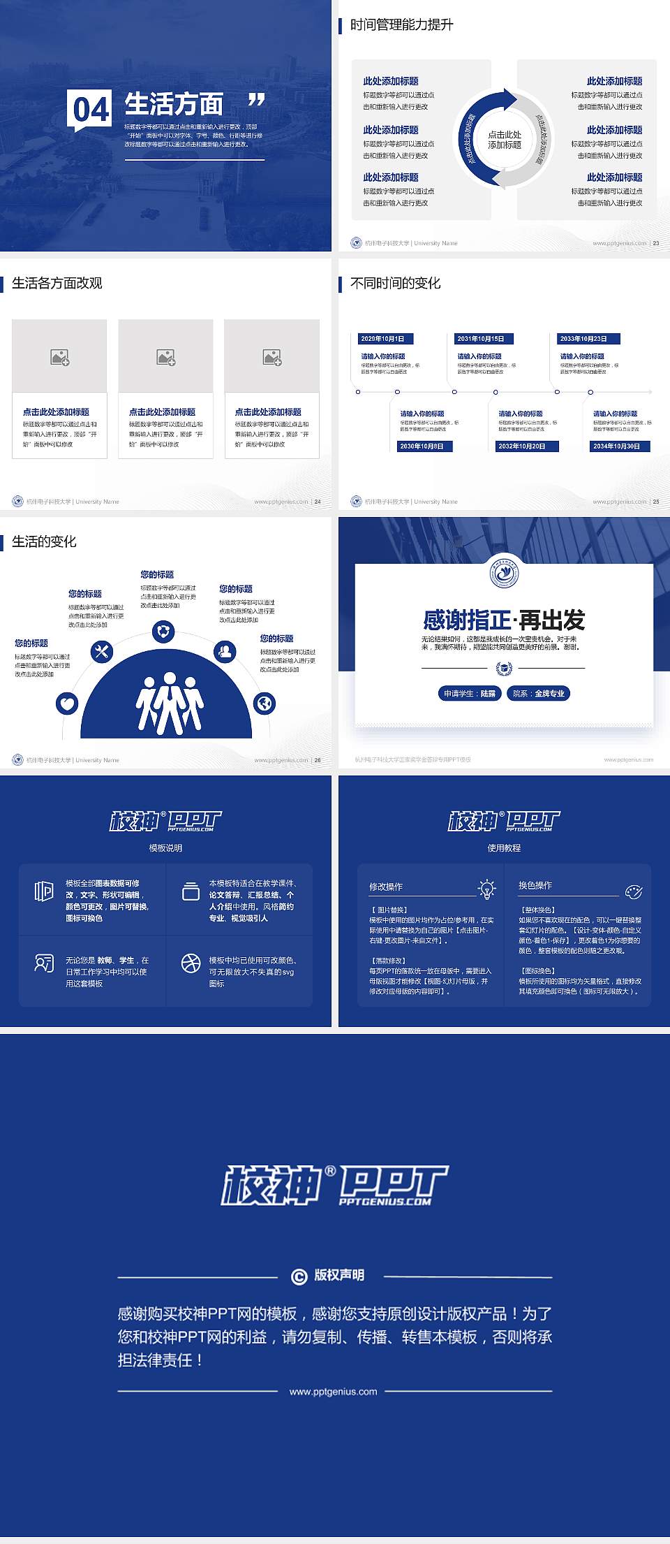 杭州电子科技大学专用国家奖学金答辩PPT模板4:3格式幻灯片预览图4