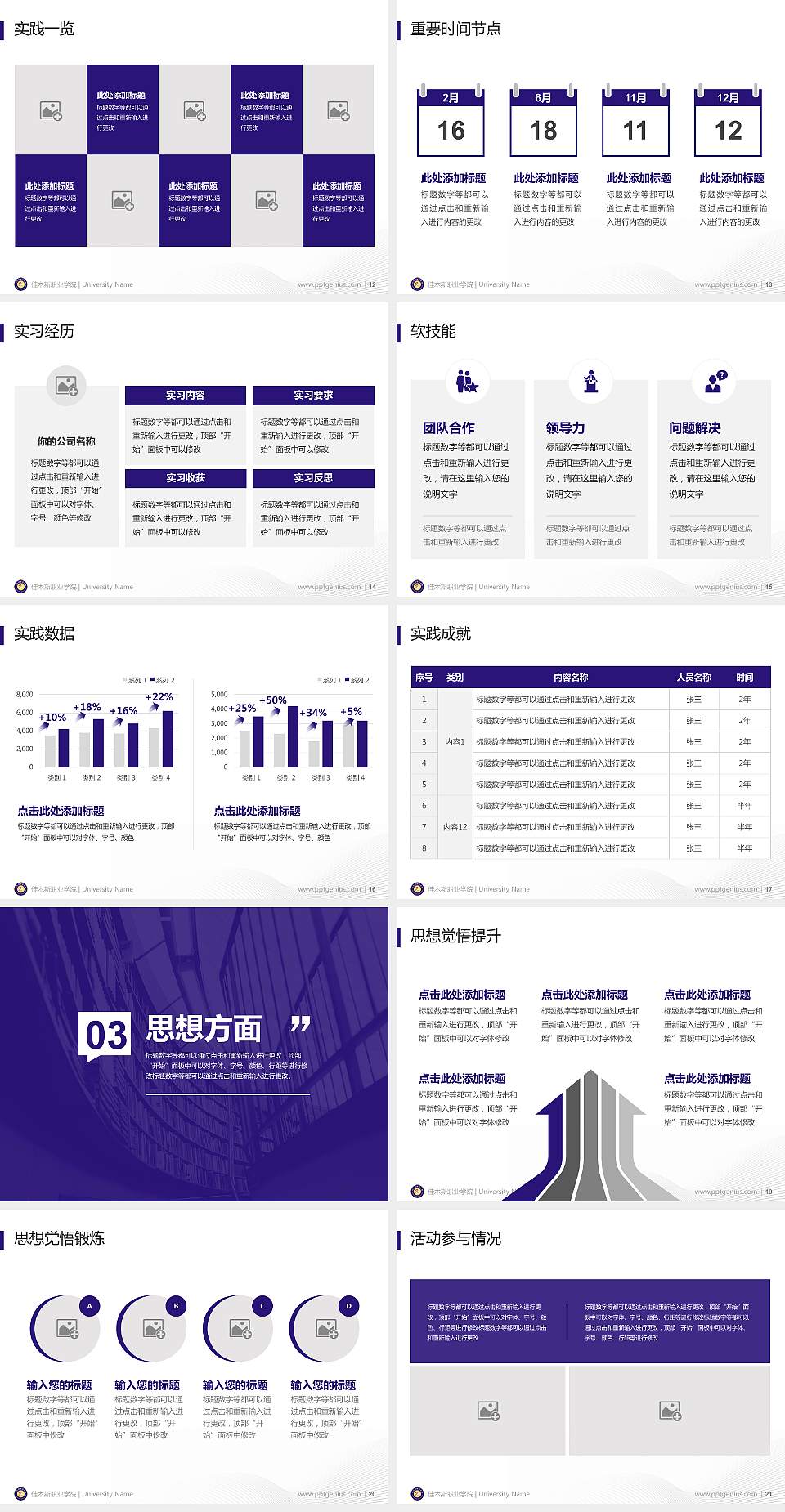 佳木斯职业学院专用国家奖学金答辩PPT模板4:3格式幻灯片预览图3