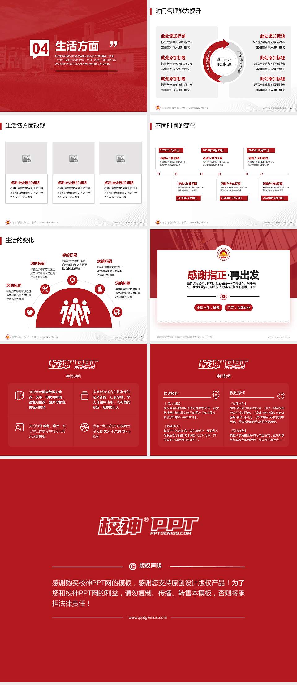 南京财经大学红山学院专用国家奖学金答辩PPT模板4:3格式幻灯片预览图4