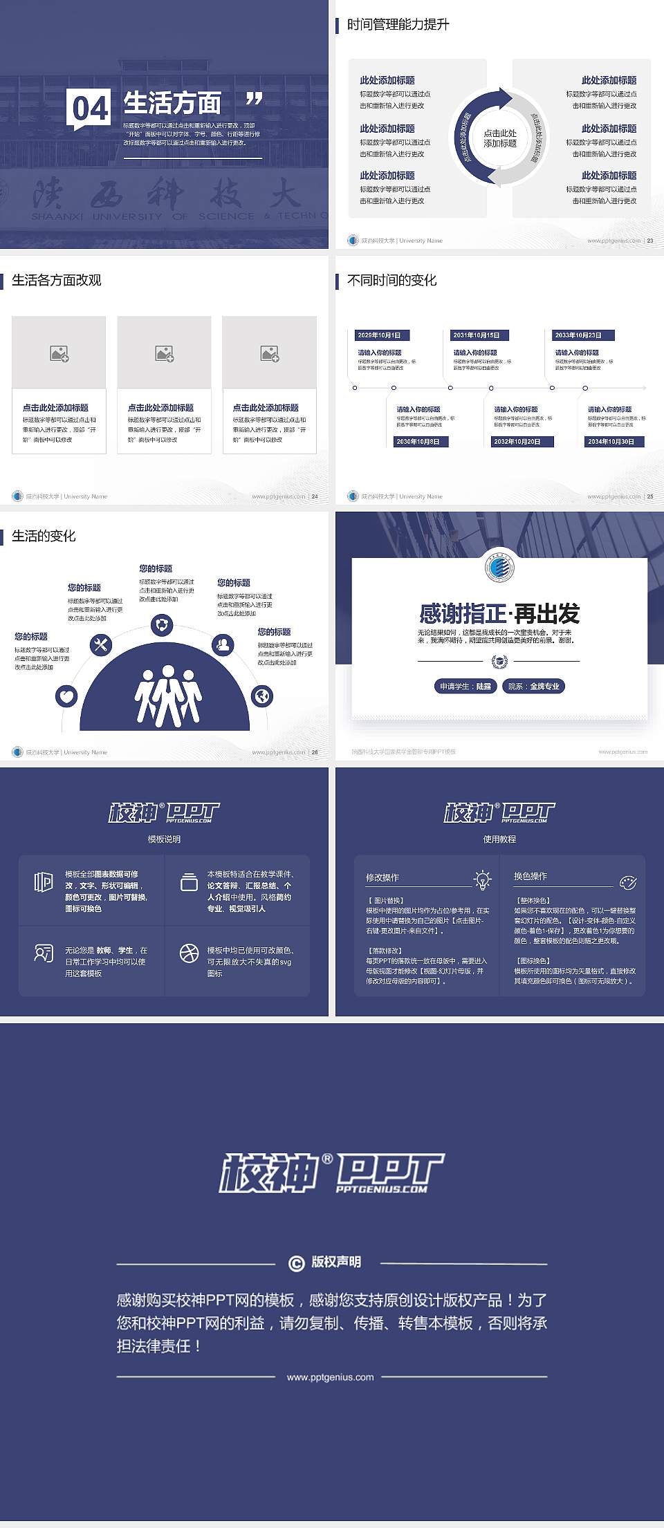 陕西科技大学专用国家奖学金答辩PPT模板4:3格式幻灯片预览图4