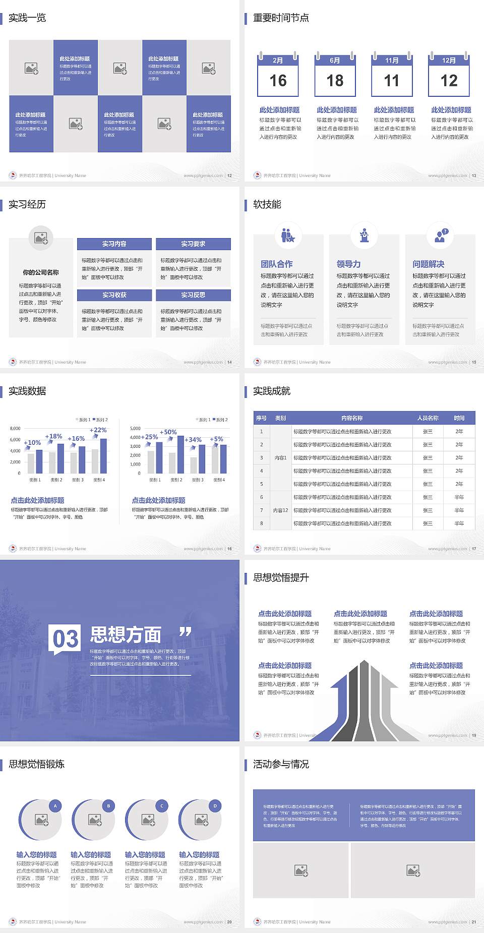 齐齐哈尔工程学院专用国家奖学金答辩PPT模板4:3格式幻灯片预览图3