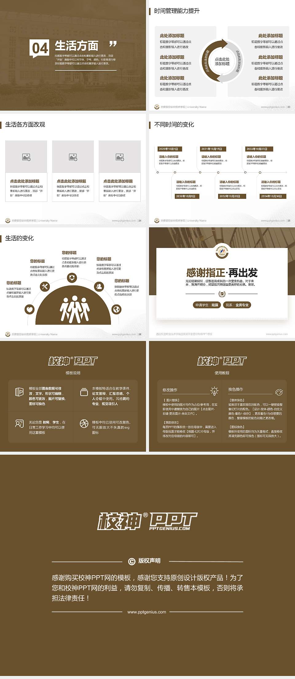 西安航空职业技术学院专用国家奖学金答辩PPT模板4:3格式幻灯片预览图4