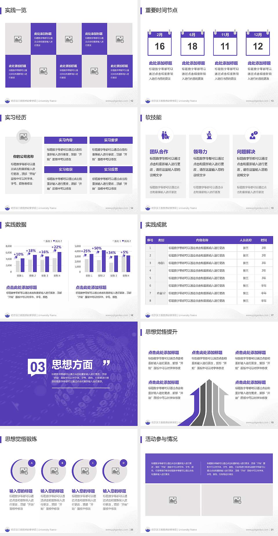 哈尔滨工程技术职业学院专用国家奖学金答辩PPT模板4:3格式幻灯片预览图3
