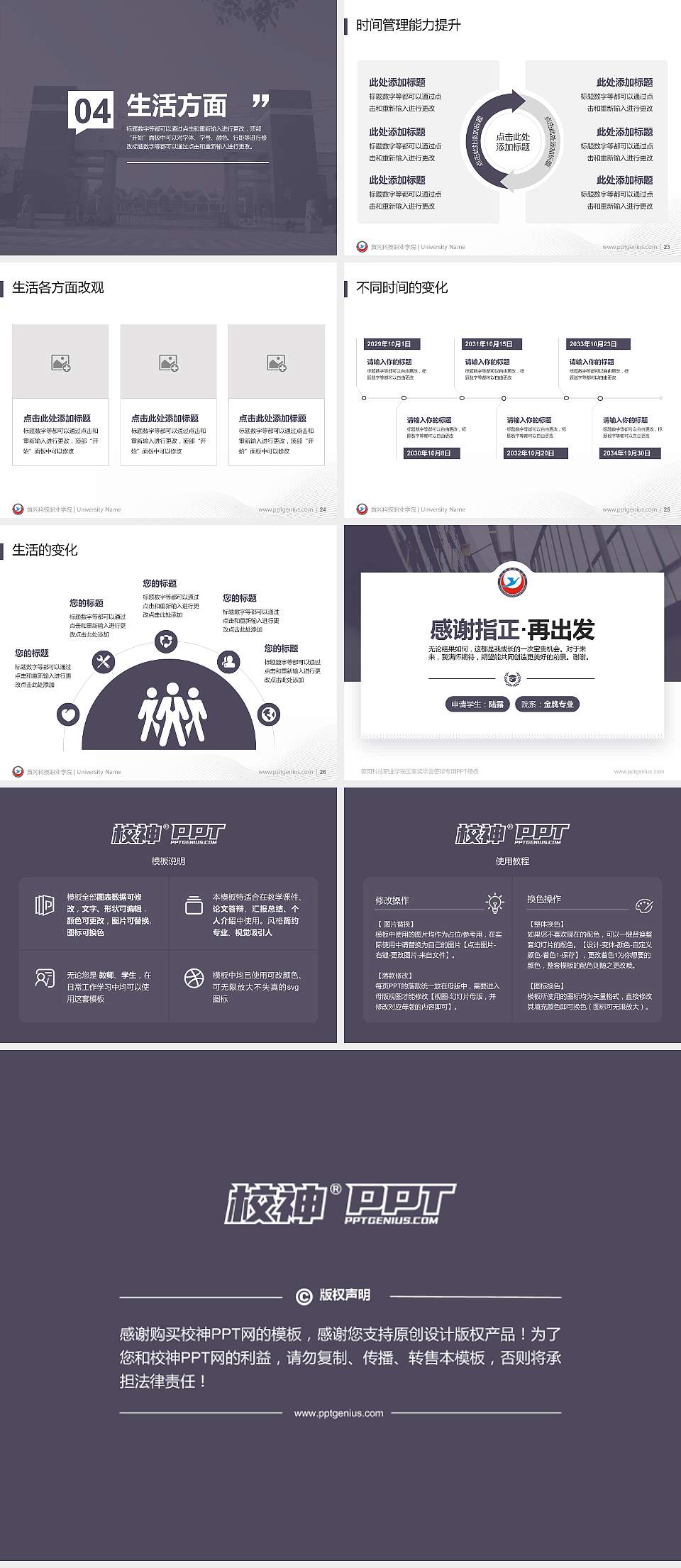 黄冈科技职业学院专用国家奖学金答辩PPT模板4:3格式幻灯片预览图4