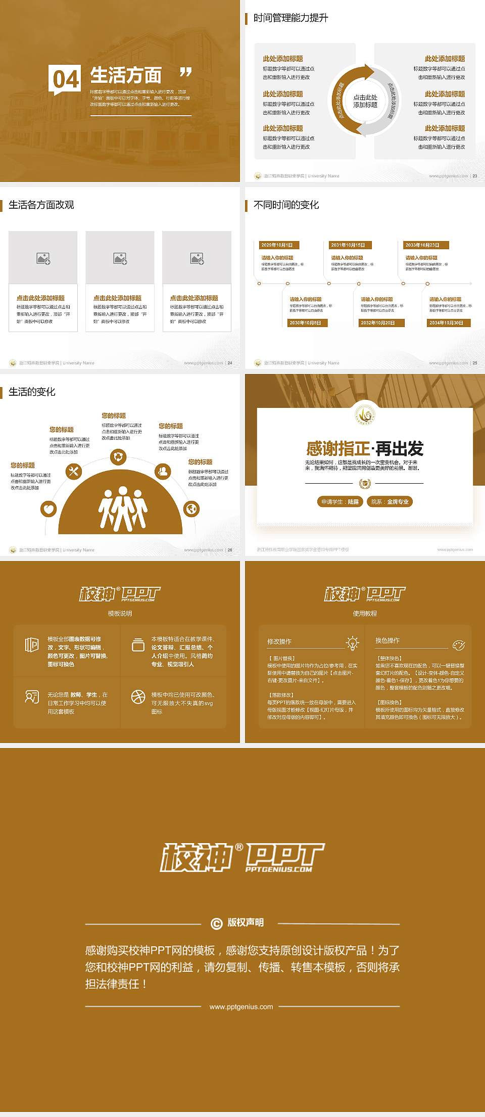 浙江特殊教育职业学院专用国家奖学金答辩PPT模板4:3格式幻灯片预览图4