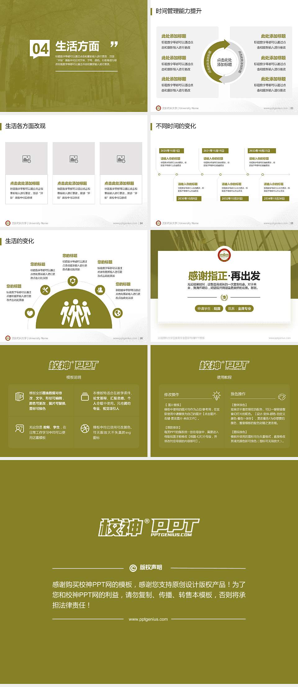 沈阳药科大学专用国家奖学金答辩PPT模板4:3格式幻灯片预览图4