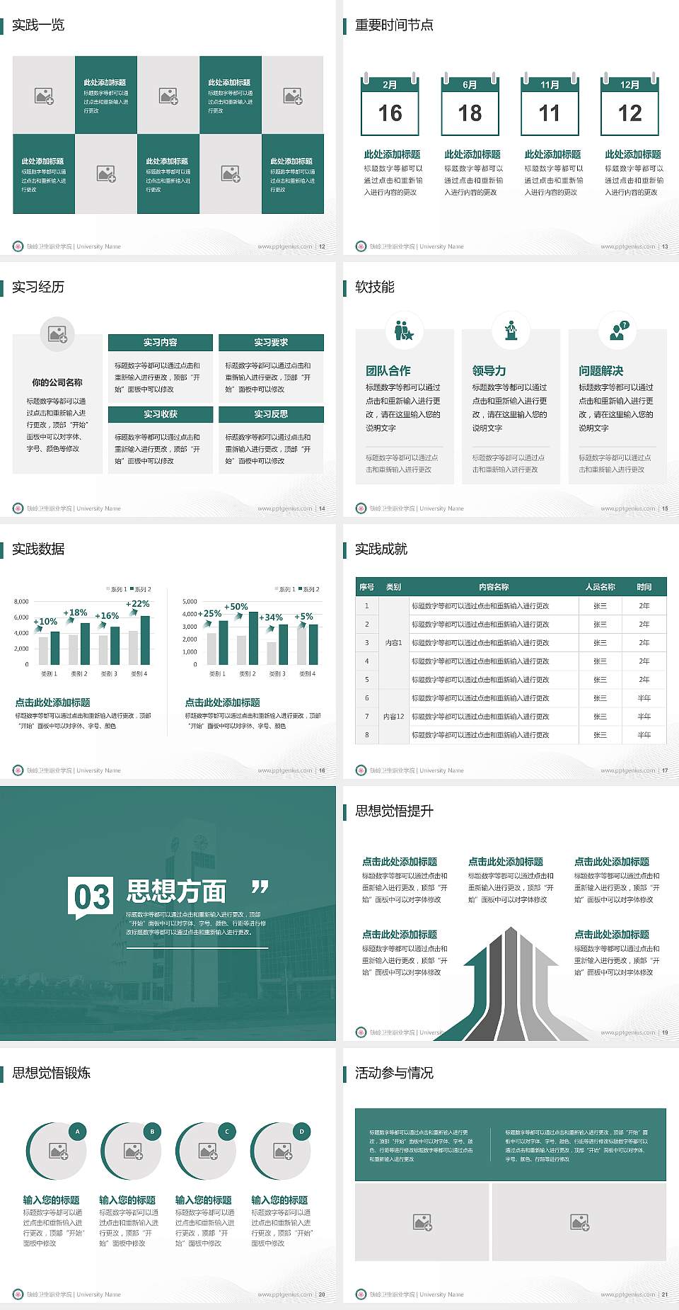 铁岭卫生职业学院专用国家奖学金答辩PPT模板4:3格式幻灯片预览图3