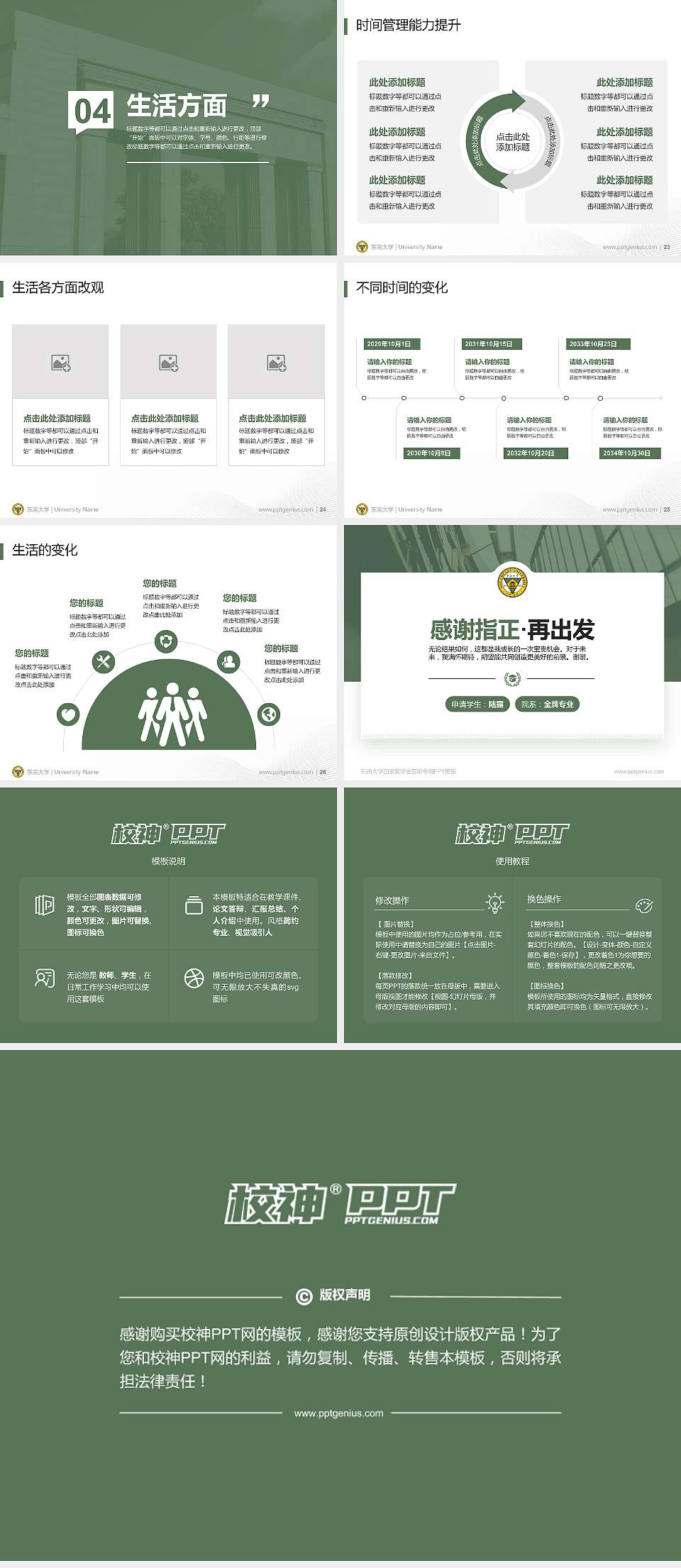 东南大学专用国家奖学金答辩PPT模板4:3格式幻灯片预览图4