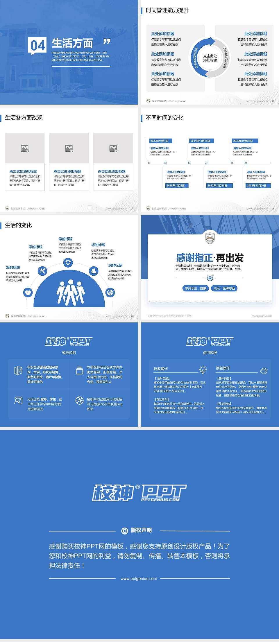 福建警察学院专用国家奖学金答辩PPT模板4:3格式幻灯片预览图4