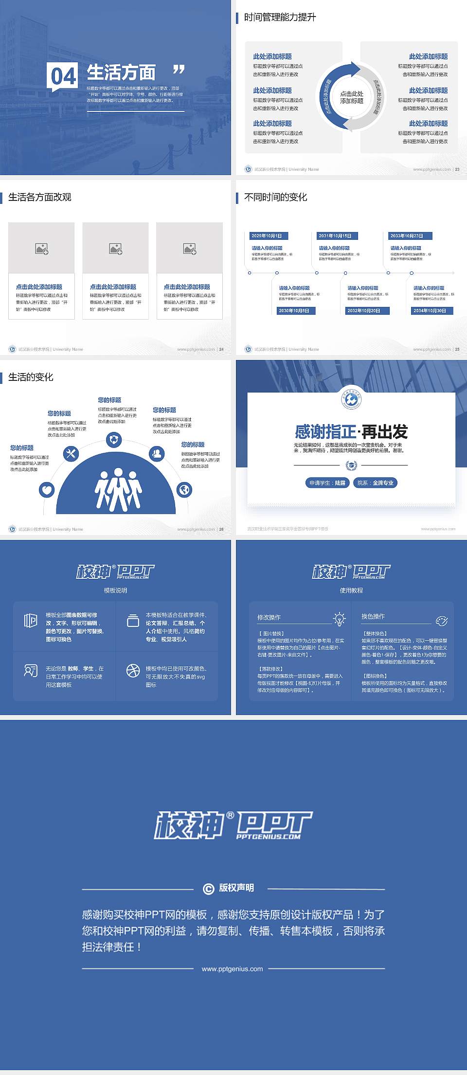 武汉职业技术学院专用国家奖学金答辩PPT模板4:3格式幻灯片预览图4