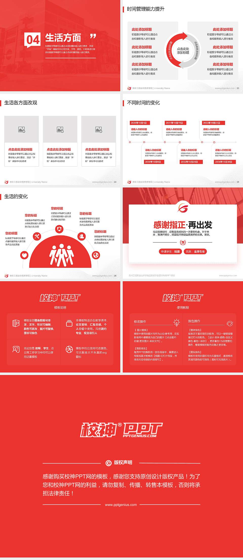 泉州工程职业技术学院专用国家奖学金答辩PPT模板4:3格式幻灯片预览图4