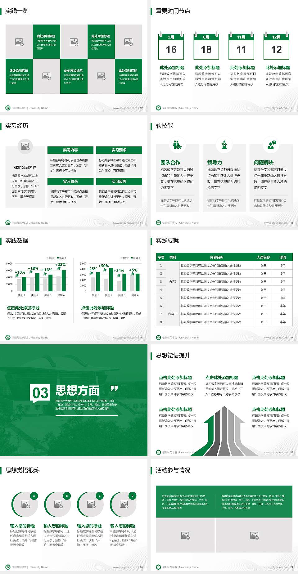 信阳师范学院专用国家奖学金答辩PPT模板4:3格式幻灯片预览图3