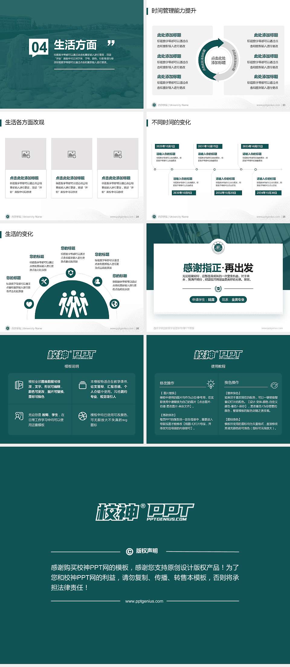 西京学院专用国家奖学金答辩PPT模板4:3格式幻灯片预览图4