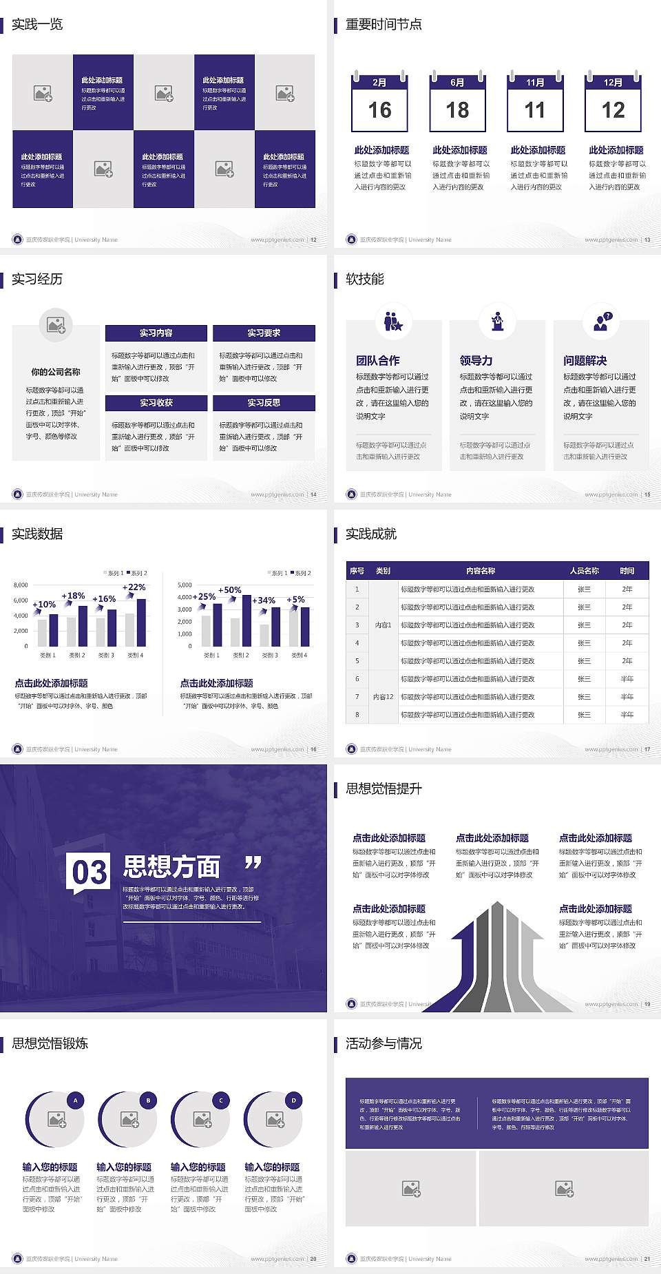 重庆传媒职业学院专用国家奖学金答辩PPT模板4:3格式幻灯片预览图3