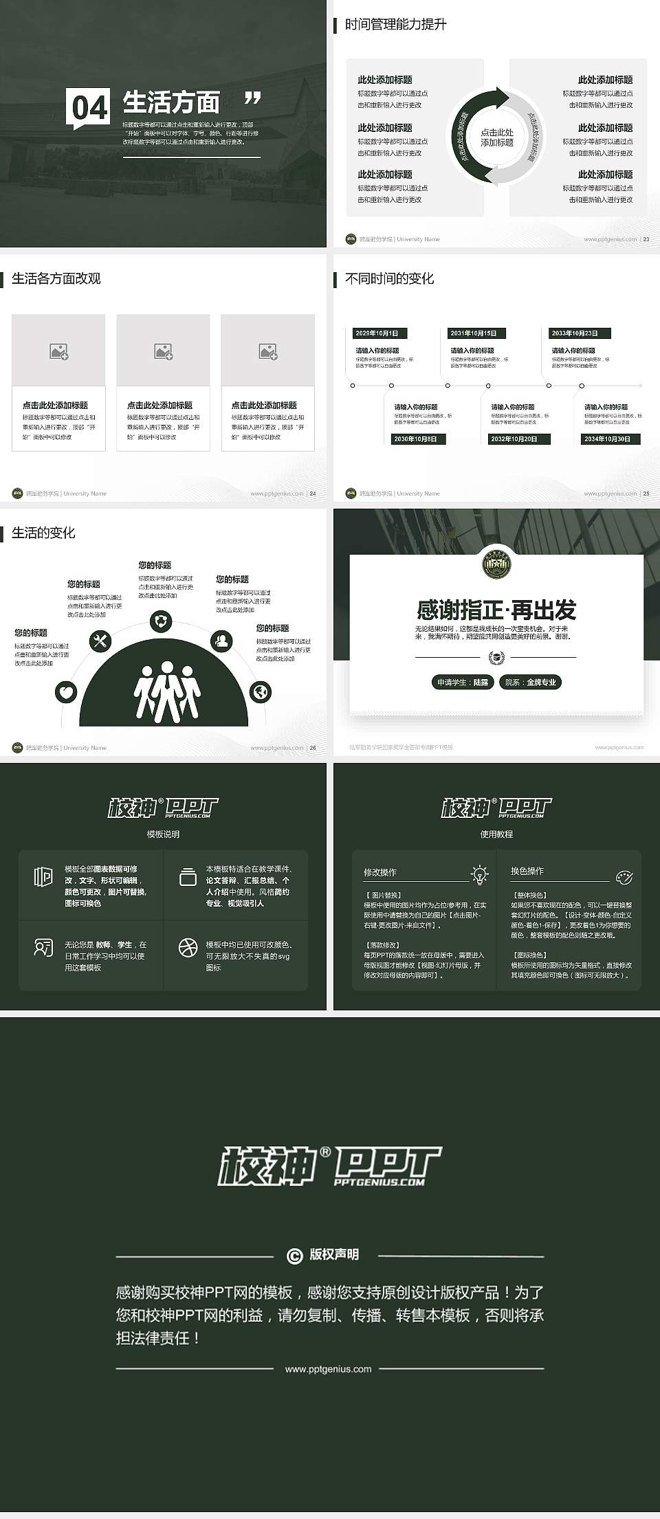 陆军勤务学院专用国家奖学金答辩PPT模板4:3格式幻灯片预览图4