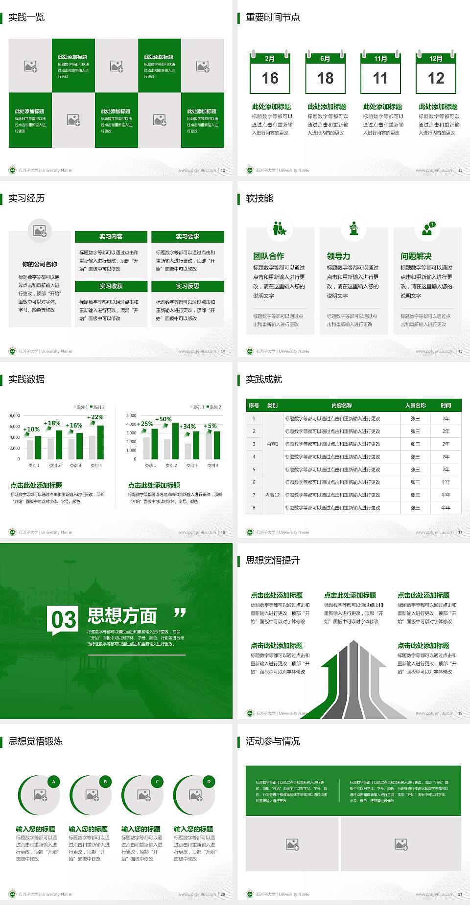 石河子大学专用国家奖学金答辩PPT模板4:3格式幻灯片预览图3